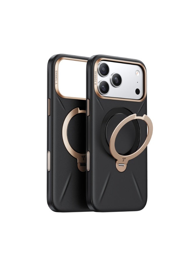 TORRAS Ostand VegSkin Vegan Leather Case for iPhone 17 Pro Max - Black