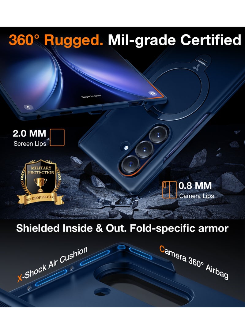 TORRAS Ostand Spin Case for Samsung Galaxy Z Fold 7 - Navy Blue