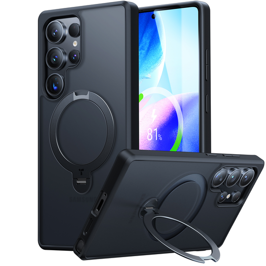 TORRAS Ostand Spin Case for Samsung Galaxy S25 Ultra - Black