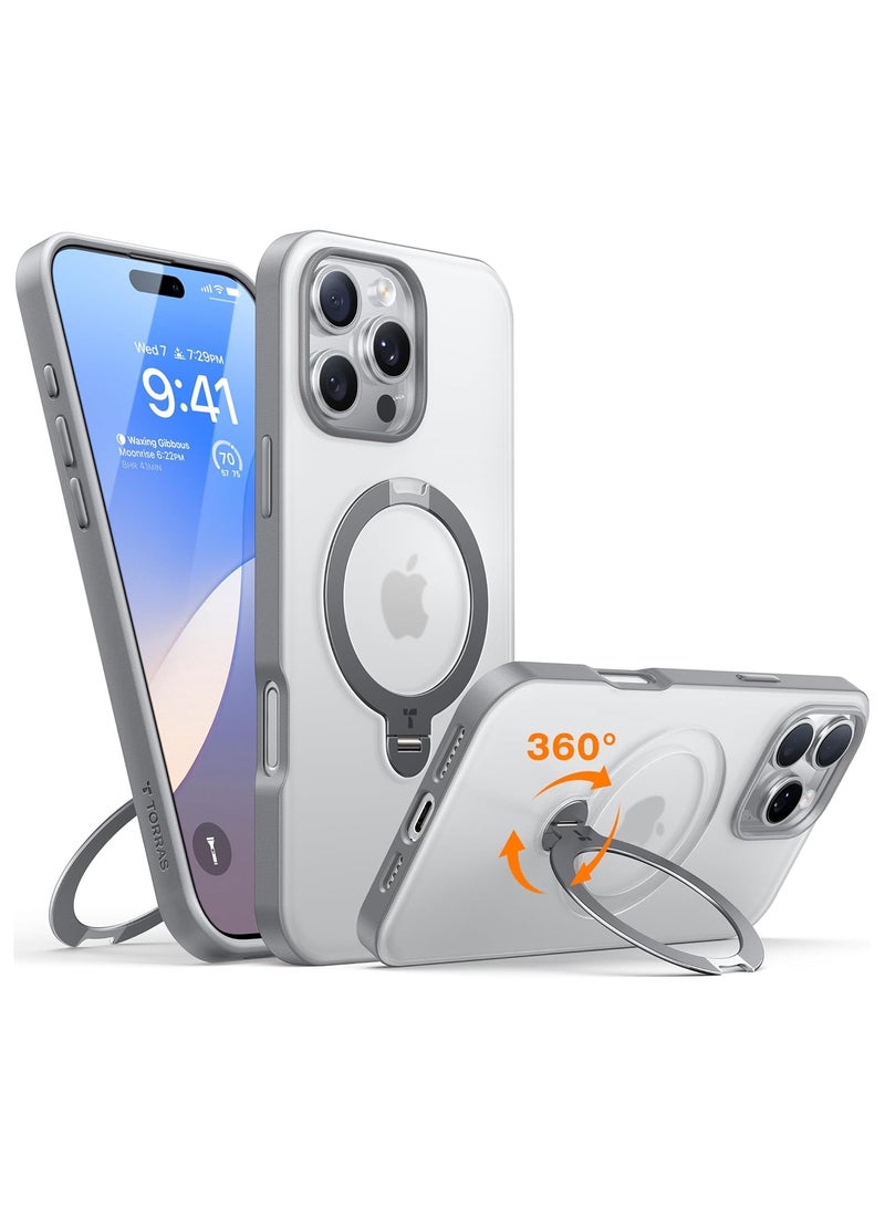 TORRAS Ostand Spin Case for iPhone 16 Pro Max - Titanium Grey