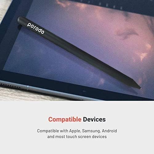 Porodo Universal Smart Pencil with Magnetic Attachment, 1.5mm Precision Nib, Double Tap Control & Type-C Port