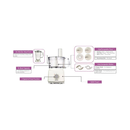 Kenwood FDP03.C0WH MultiPro Compact Food Processor 1.5L 650W White