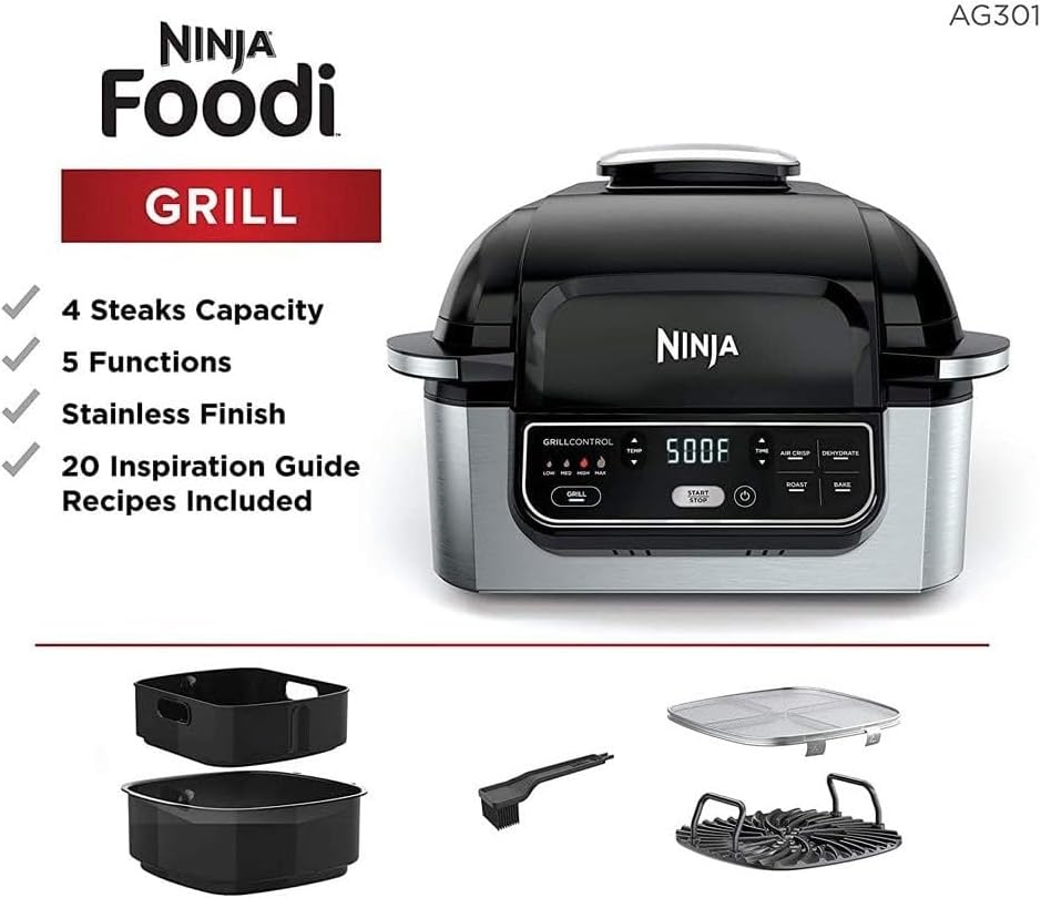 Ninja AG301ME Foodi Health Grill & Air Fryer 5.7L