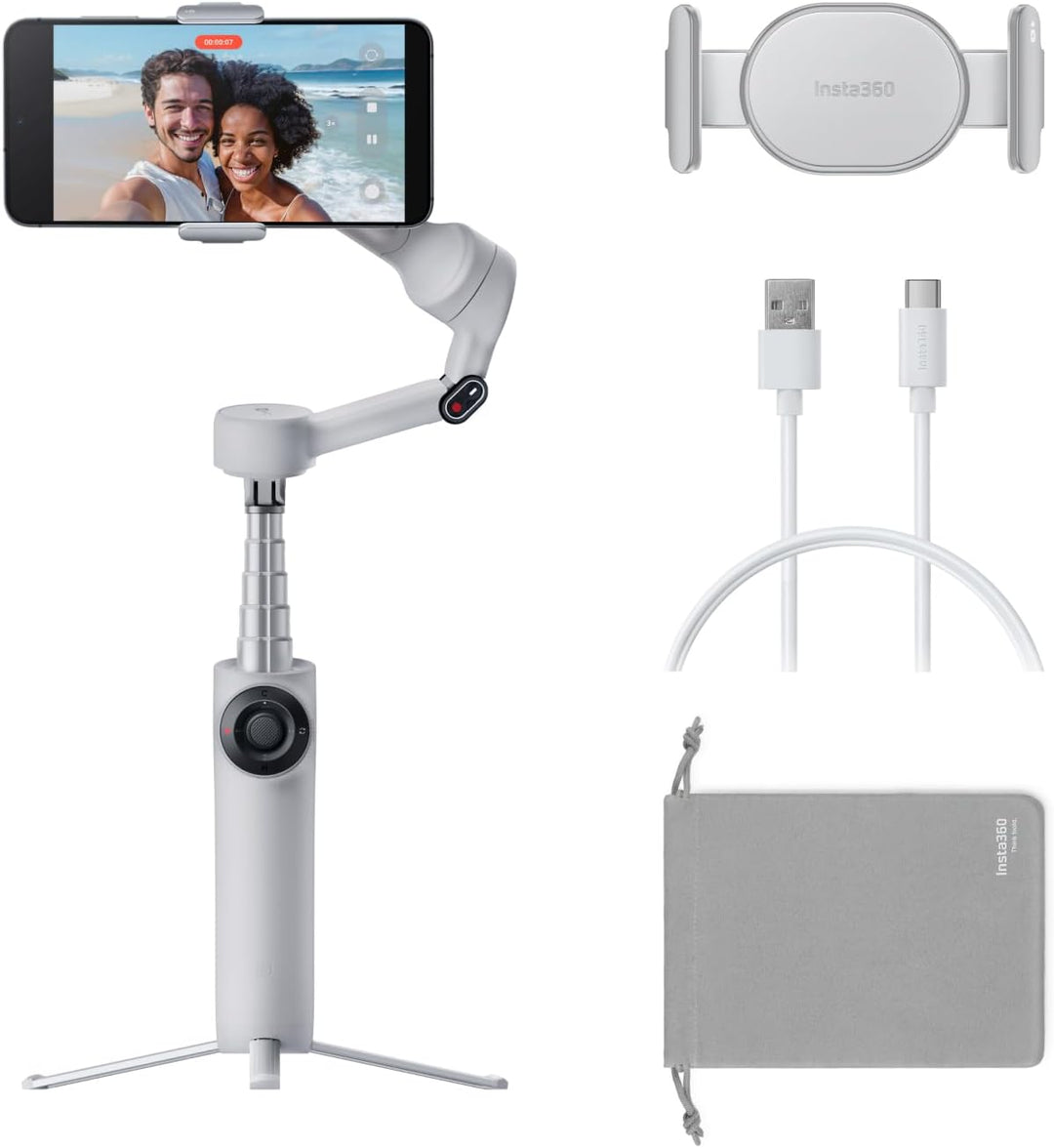 Insta360 Flow 2 Phone Gimbal Stabilizer AI Tracker Stone Gray