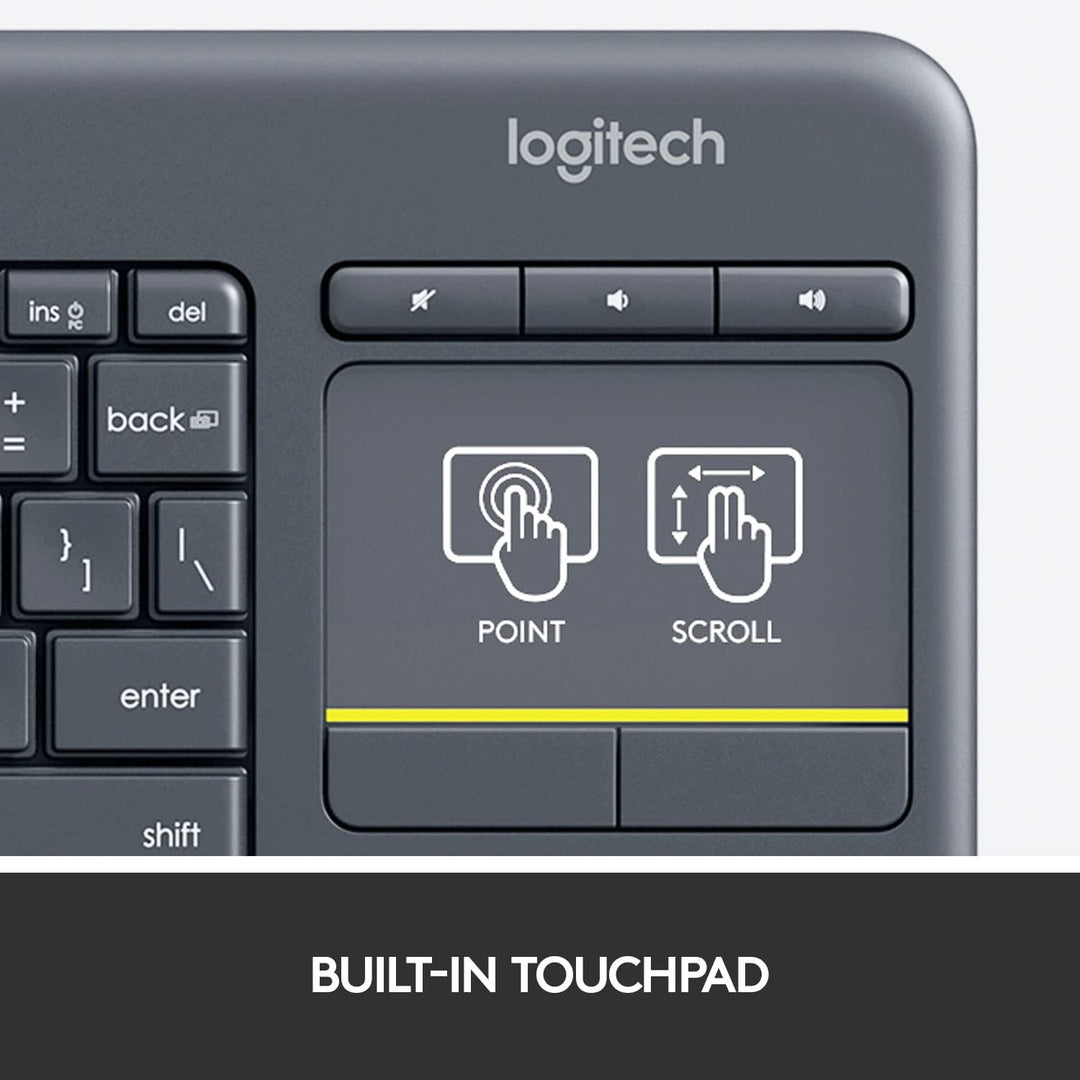 Logitech K400 Plus Wireless Touch Keyboard Arabic Black