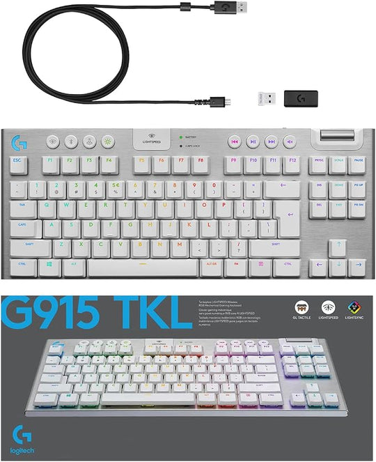 Logitech RGB Lightning Wireless Mechanical Gaming Keyboard, G915, White