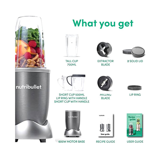 NutriBullet NBR-1212M Personal Blender 12-Piece 700W Gray