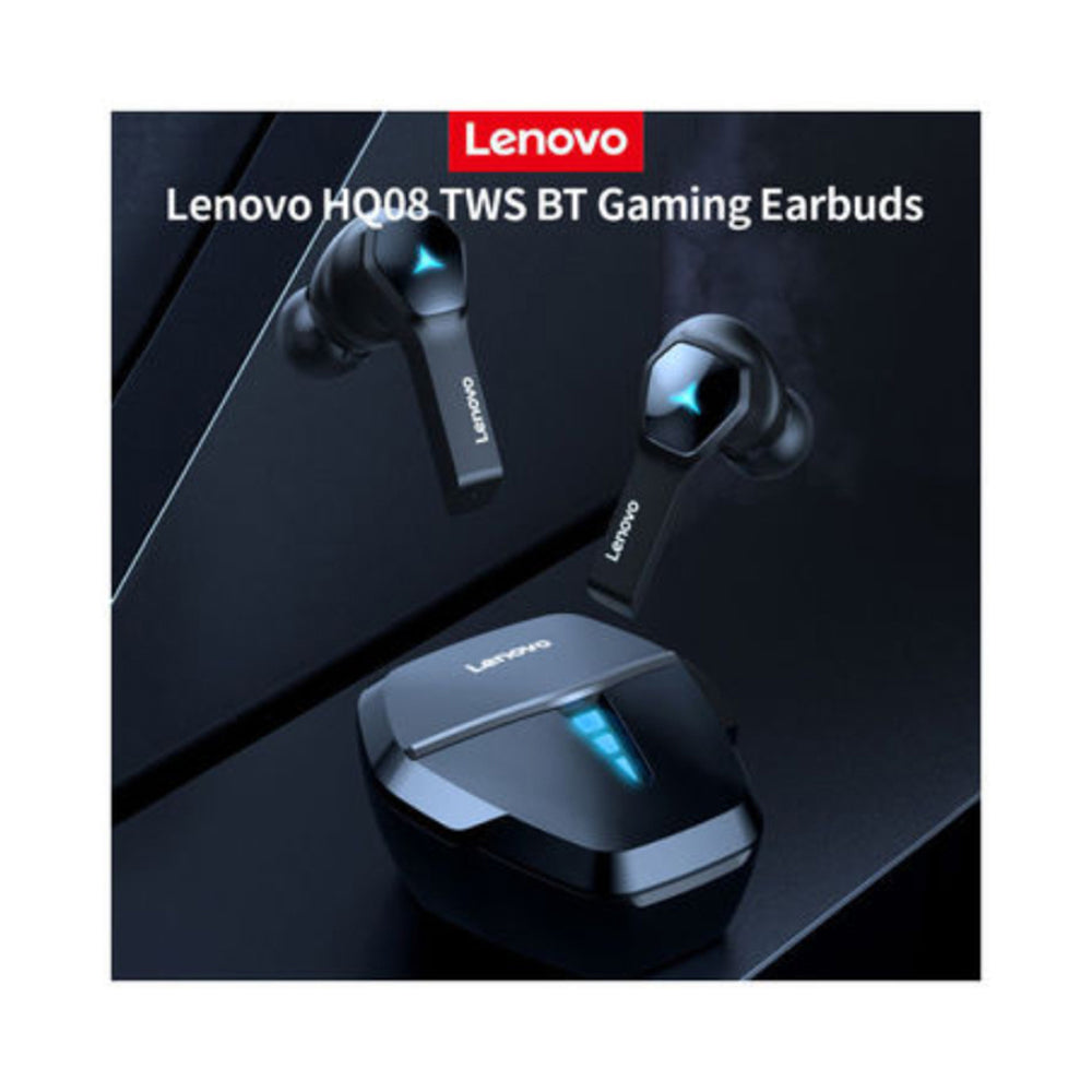 Lenovo TWS Bluetooth 5.0 In-Ear Gaming Earbuds with Charging Case, HQ08, Black