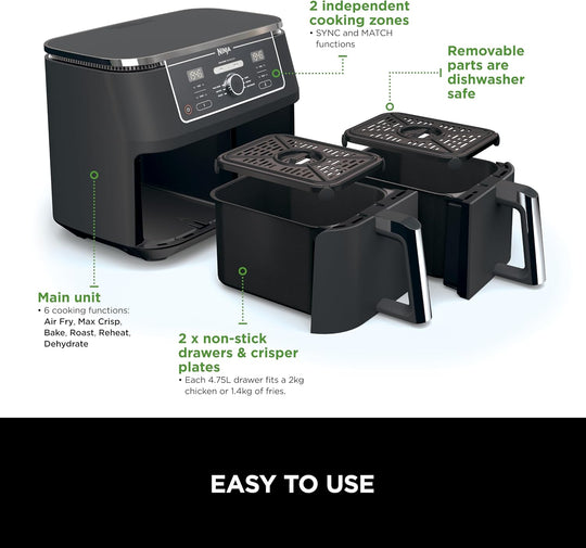 Ninja AF400ME Foodi MAX Dual Zone Air Fryer 9.5L