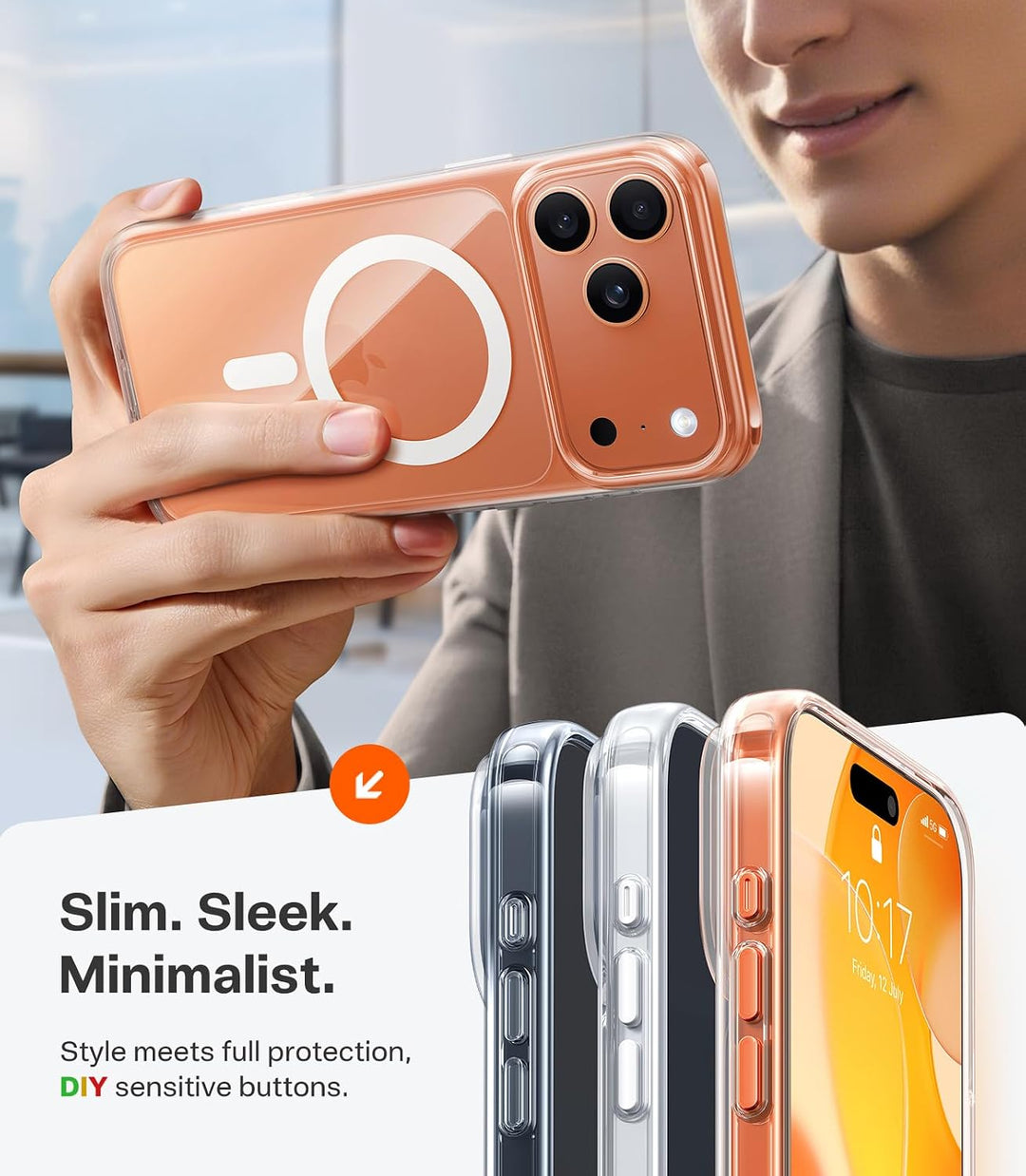 TORRAS Slimfit Magnetic Case for iPhone 17 Pro - Clear