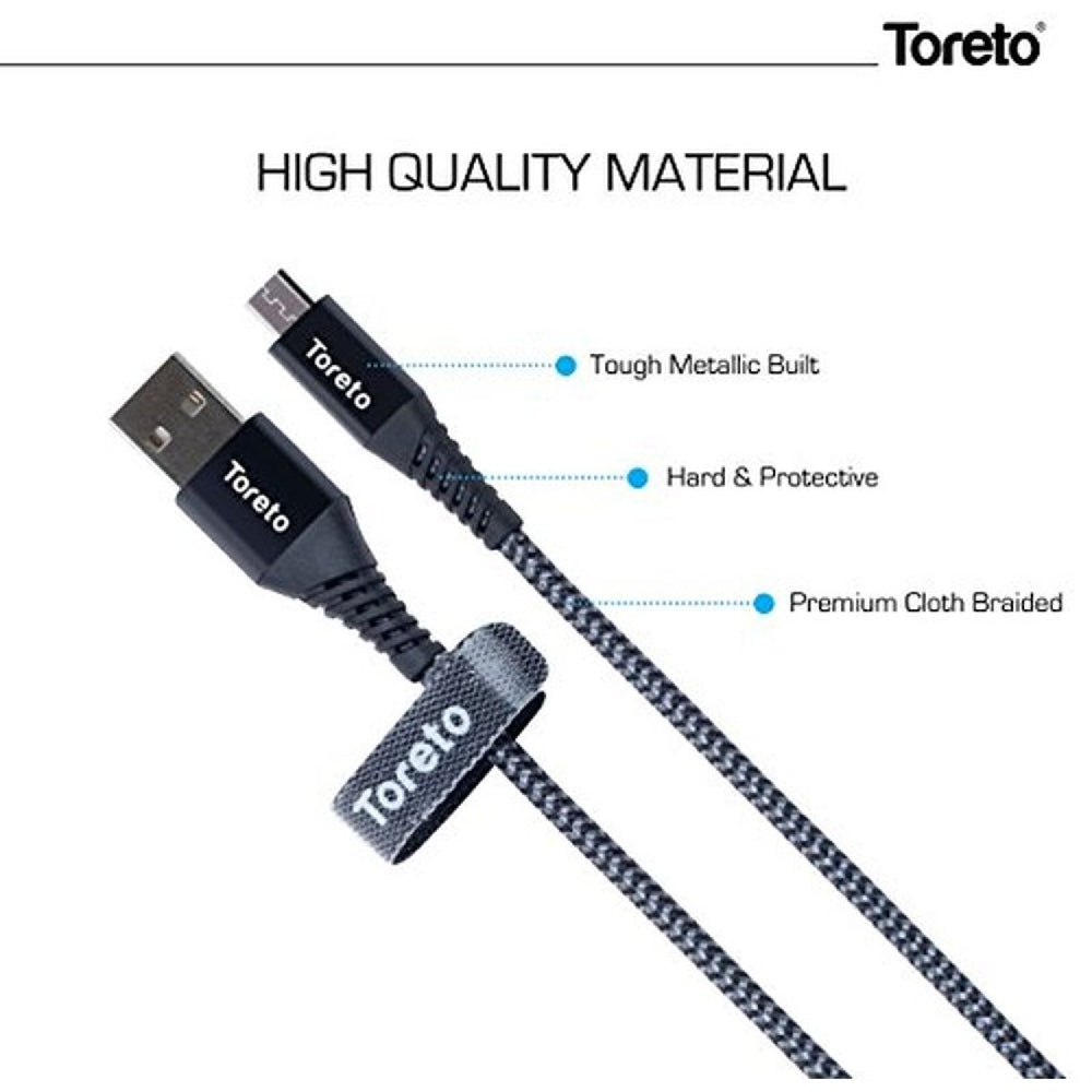 Toreto Zippy Micro USB Charging Cable 1m Black