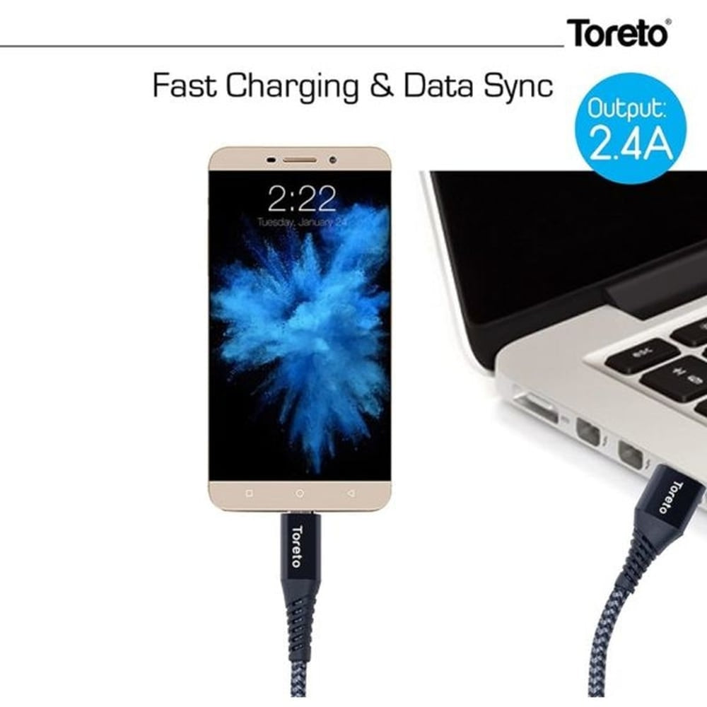 Toreto Zippy Micro USB Charging Cable 1m Black