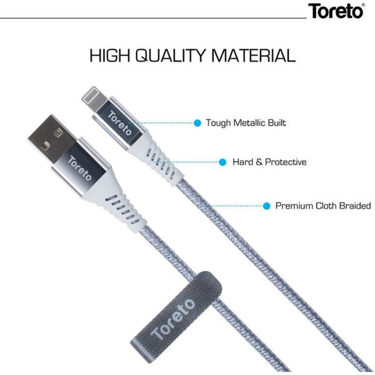 Toreto Rider Fast Zippy-1 Charging Cable 1m White