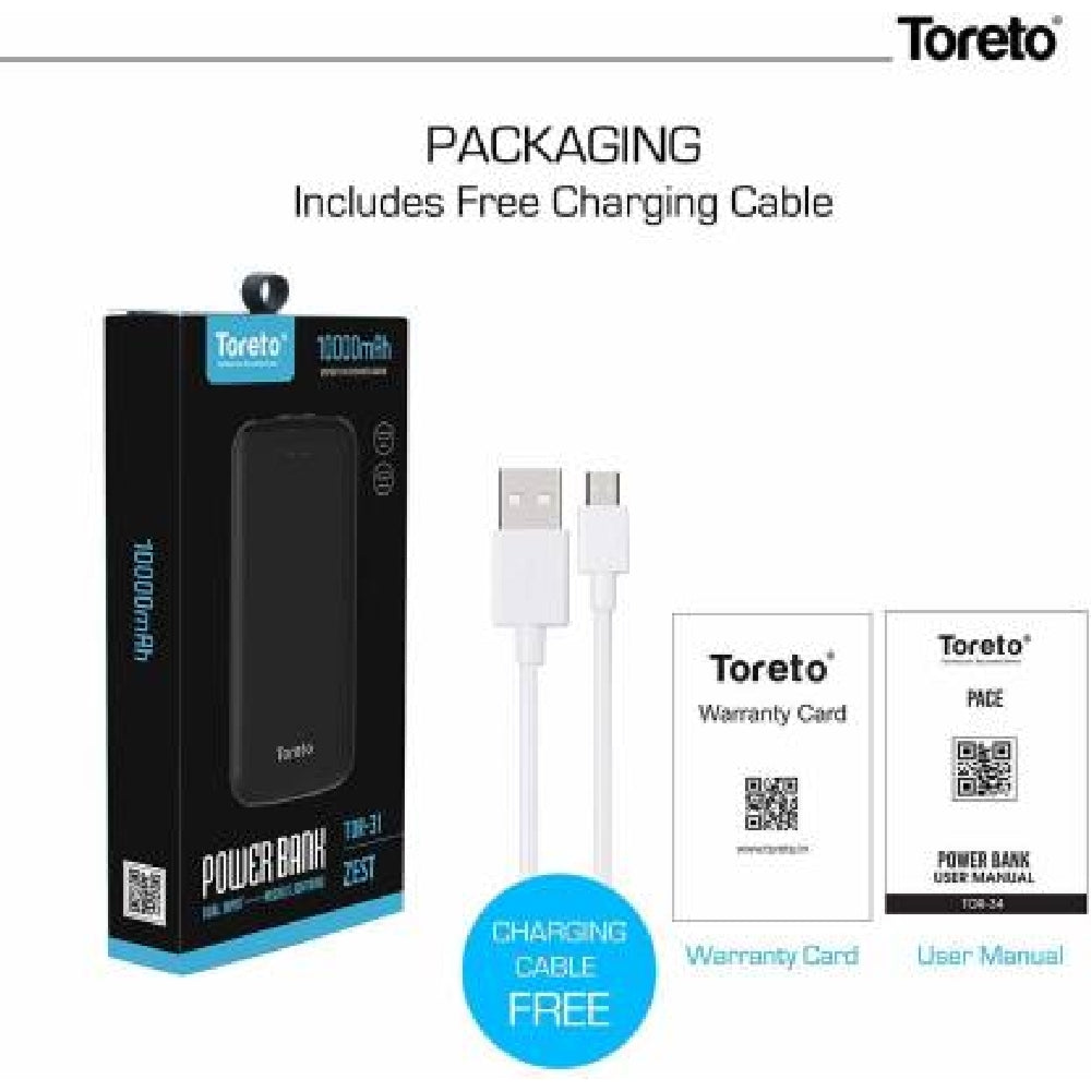 Toreto  ZEST  Slim Power Bank 1000mAh  White
