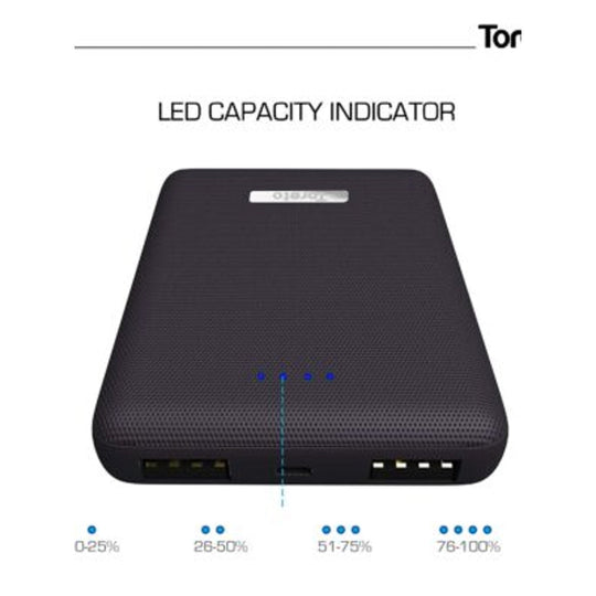 Toreto Portable Ultra Slim Power Bank 10000mAh Black