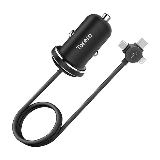 Toreto 4-in-1 Rapid Car Charger 1.2m Black