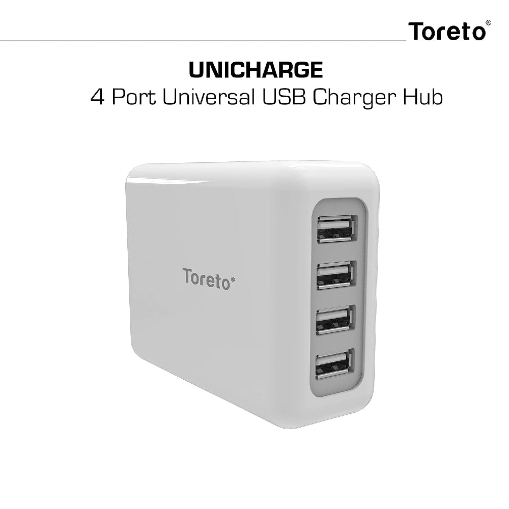 Toreto 4 Port USB Turbo Charger White