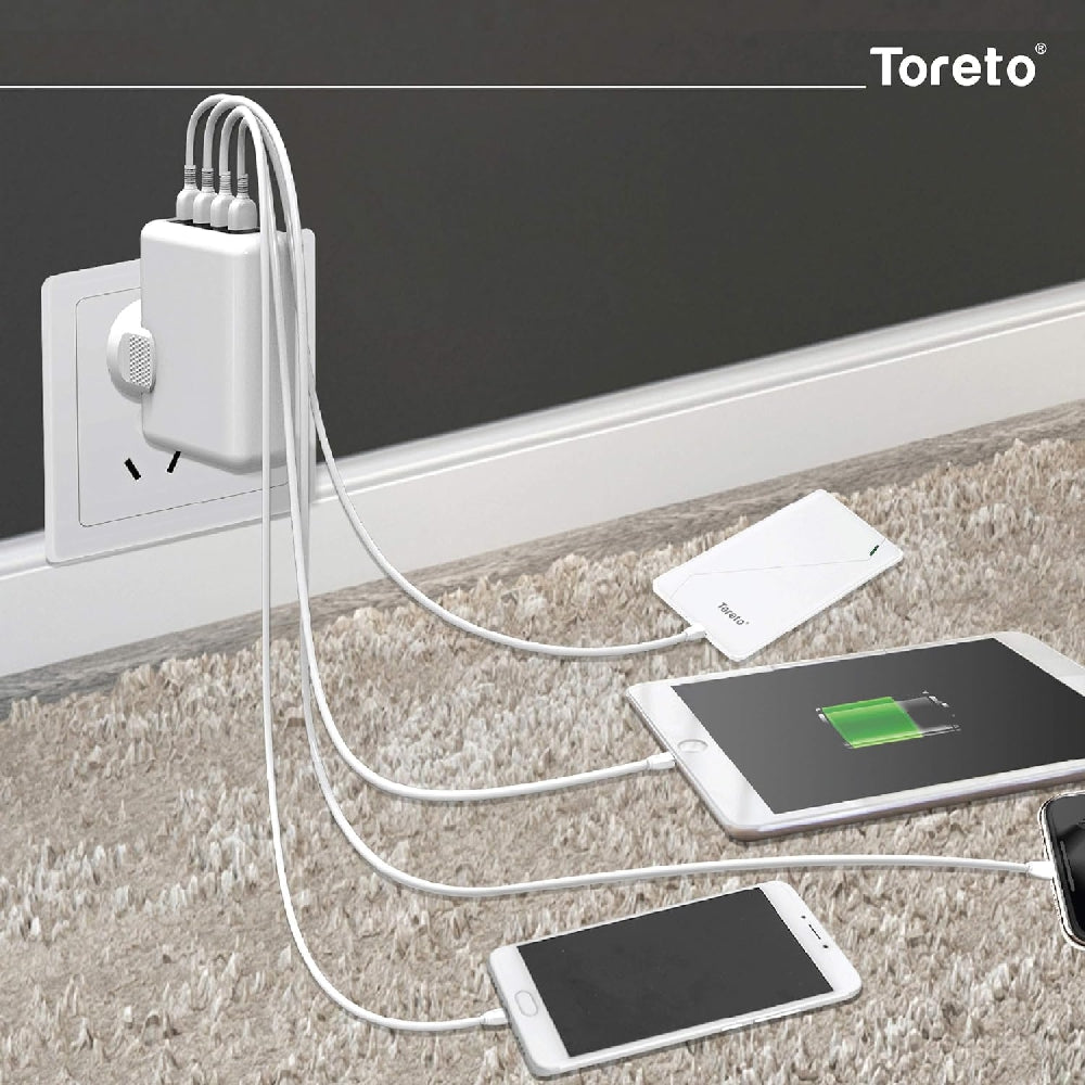 Toreto 4 Port USB Turbo Charger White