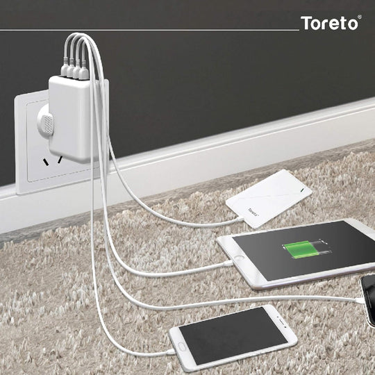 Toreto 4 Port USB Turbo Charger White