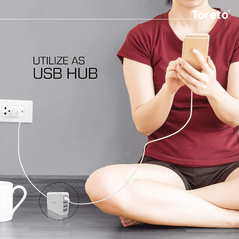 Toreto 4 Port USB Turbo Charger White