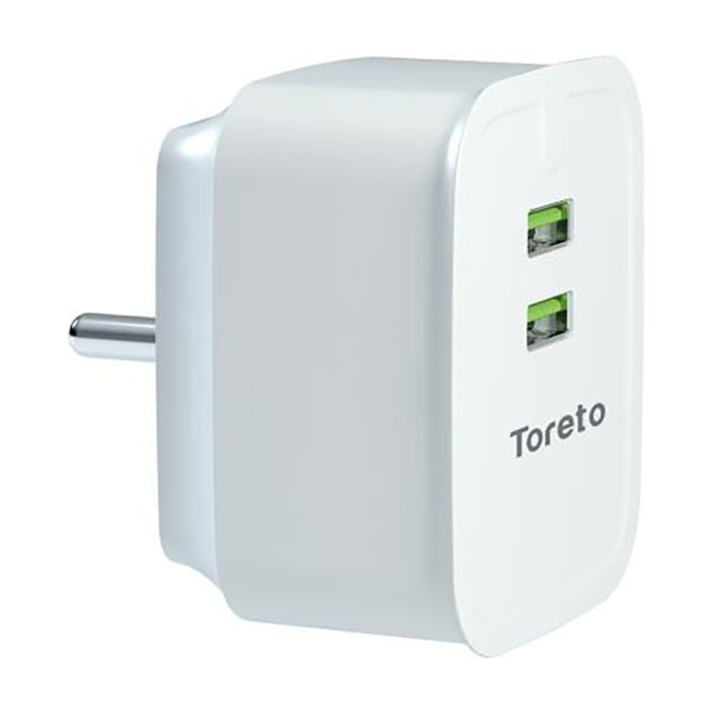 Toreto 3.4 A Multiport Mobile Charger with Detachable Cable White