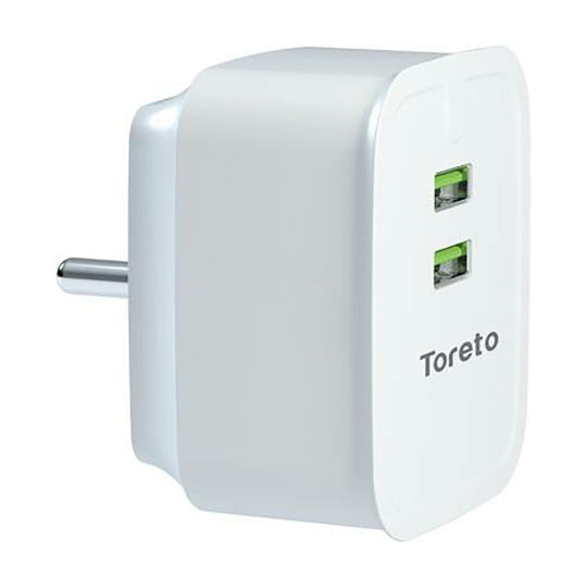 Toreto 3.4 A Multiport Mobile Charger with Detachable Cable White
