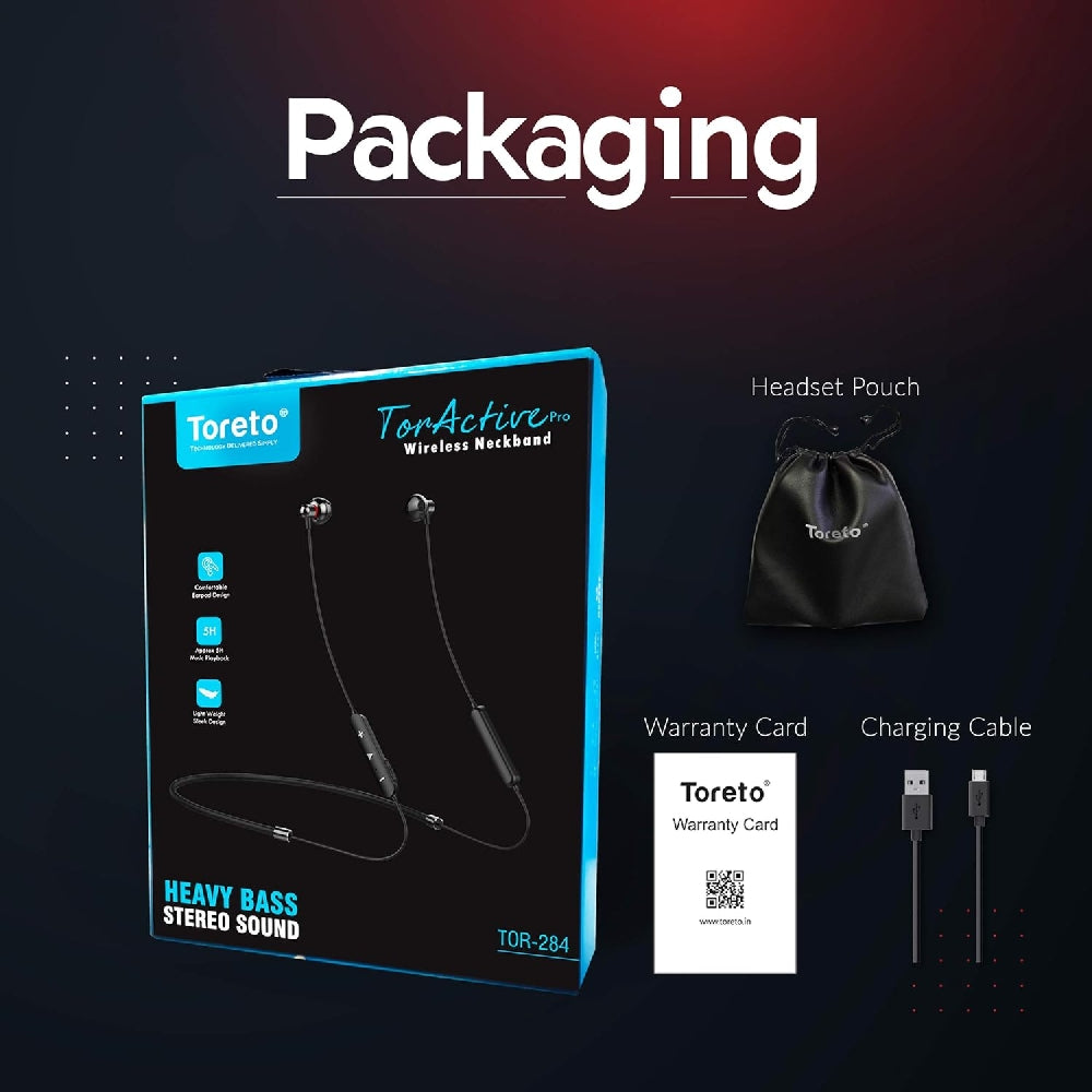 Toreto Active Pro True Wireless Bluetooth Headset Black