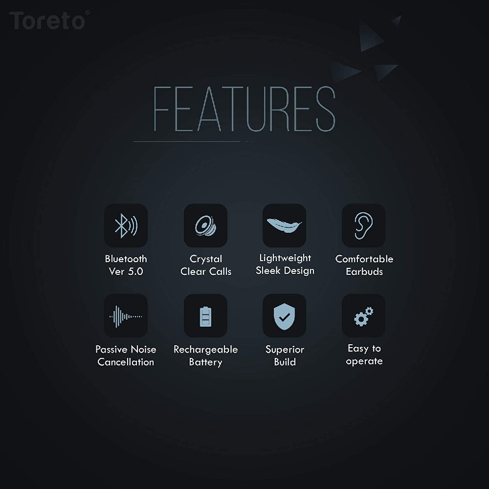 Toreto Wireless Talk Bluetooth Headset Black