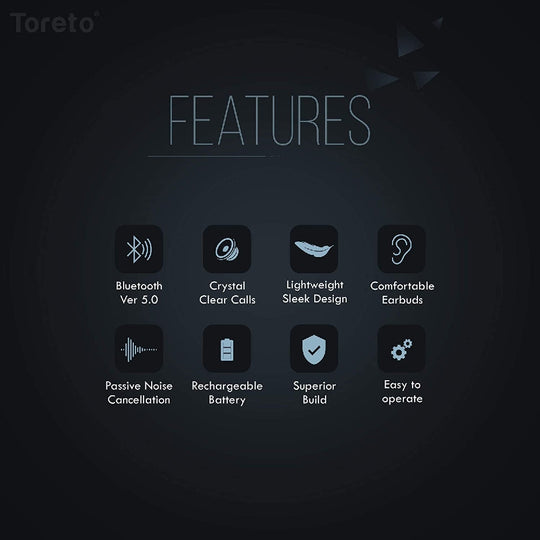 Toreto Wireless Talk Bluetooth Headset Black