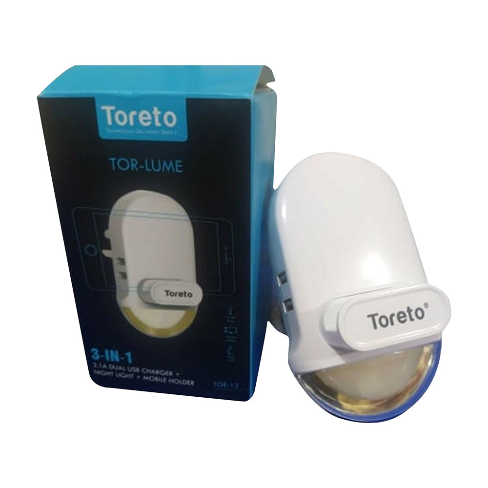 Toreto 3 in 1 Night Light Mobile Charger White