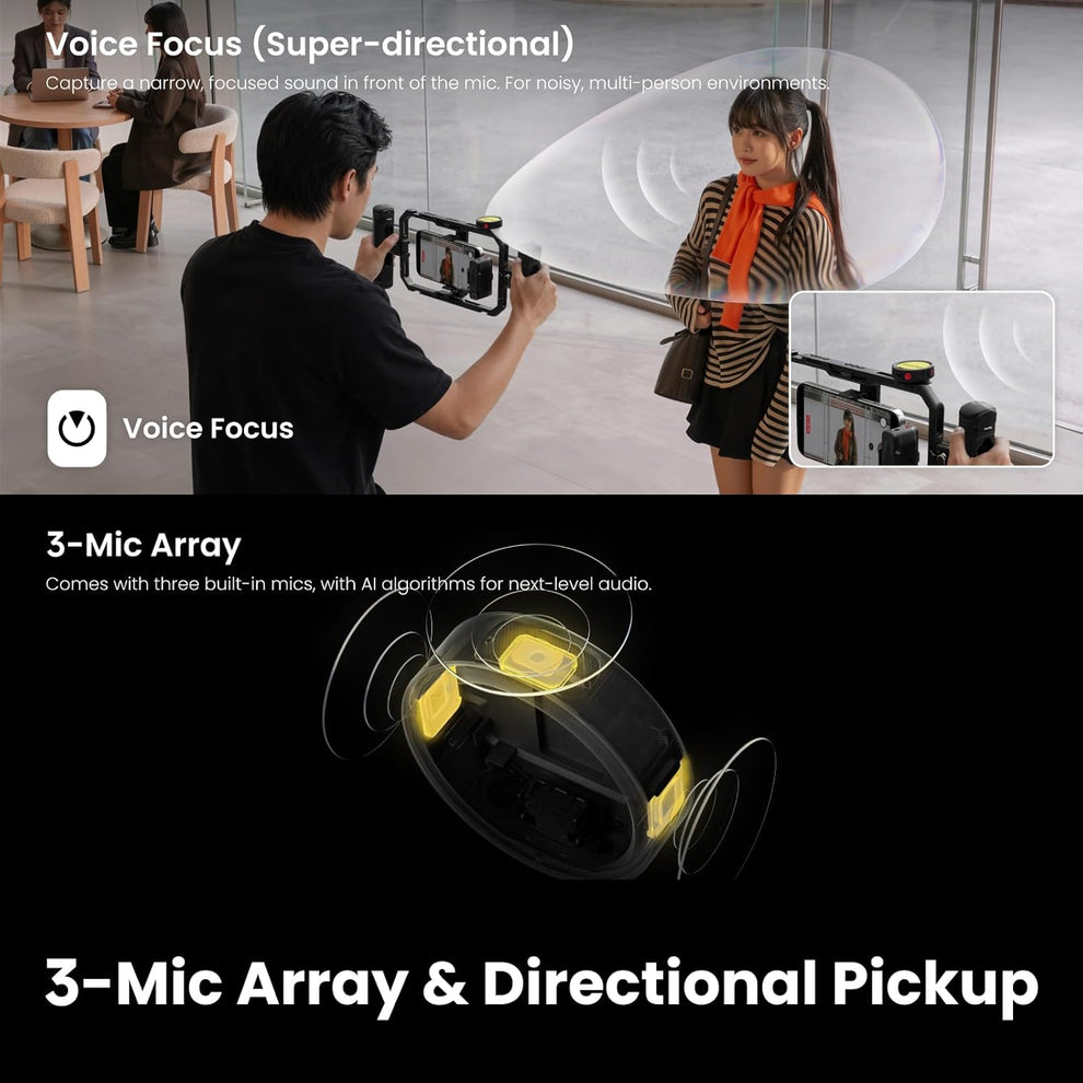 Insta360 Mic Pro (2 TX + 1 RX) – Wireless Microphone System with Charging Case