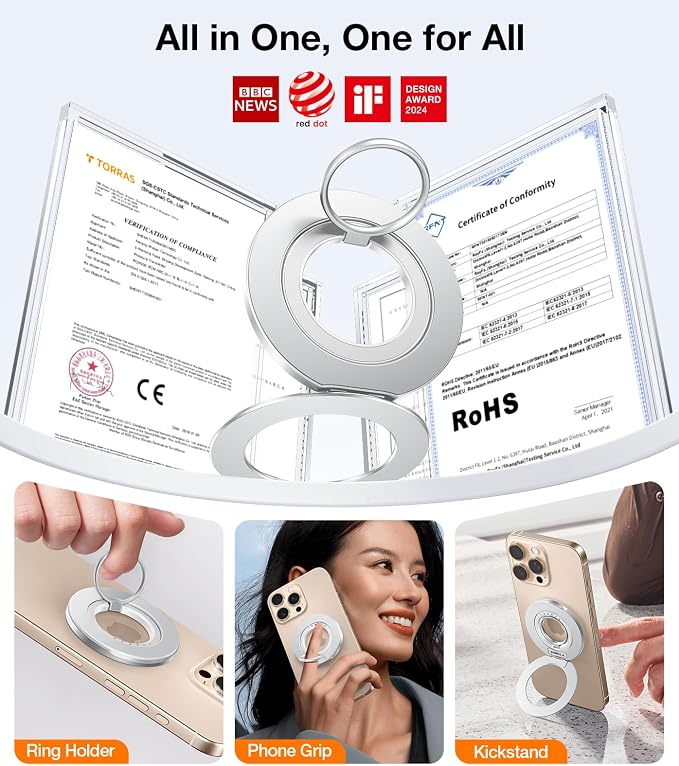 TORRAS Ostand GO Dual Ring Magnetic Phone Grip & Holder - White