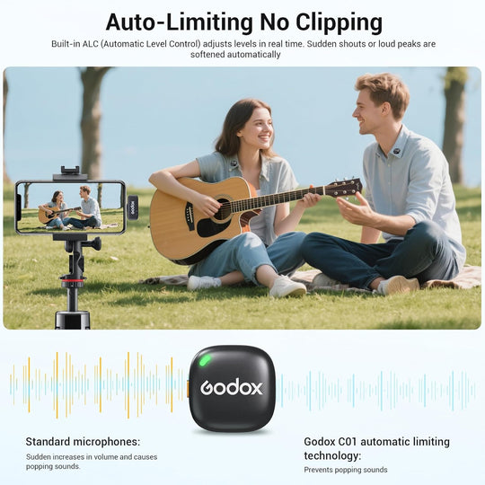 Godox 2.4GHz Dual cube Wireless Microphone System for Smartphone