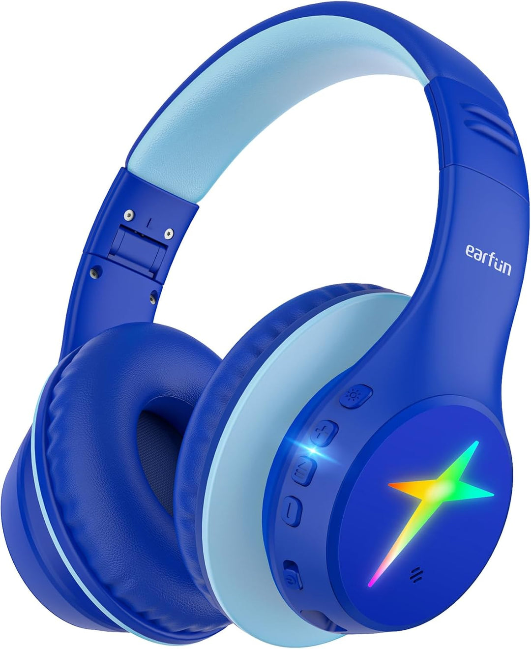 EarFun K4 Kids Bluetooth Headphones, Wireless Headphones with LED Lights, 74/85/94dBA Volume Limited, Built-in Mic, 90H Playtime, Bluetooth 5.4 Over Ear Headphones for iPad/Tablet/PC/Travel/School