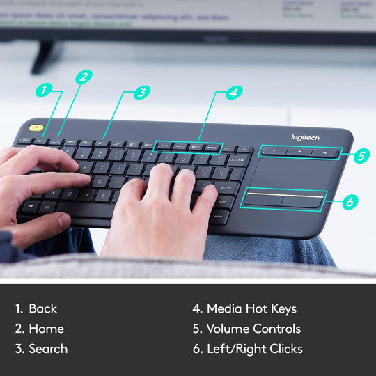 Logitech K400 Plus Wireless Touch Keyboard Arabic Black