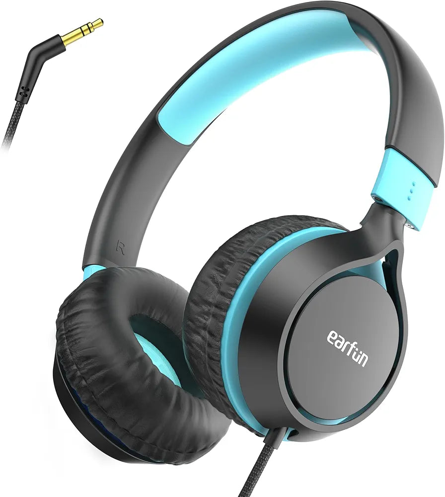 EarFun S1 Kids Headphones, Foldable Wired Headphones for Kids, 85dB Volume Limit, Stereo Sound, Adjustable Headband, Portable Lightweight On-Ear Headphone for School/Travel/Boys/Girls/PC