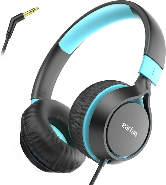 EarFun S1 Kids Headphones, Foldable Wired Headphones for Kids, 85dB Volume Limit, Stereo Sound, Adjustable Headband, Portable Lightweight On-Ear Headphone for School/Travel/Boys/Girls/PC