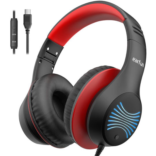 EarFun K3 Kids Headphones, Over Ear Headphones with Microphones, 85/94dB Safe Volume Limit, HD Stereo Sound, 3.5mm Jack, Foldable Wired Headphones for School/Travel/Boys/Girls/Tablet/iPad