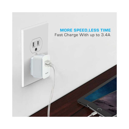 Toreto V8 Dual USB Charger White with Cable