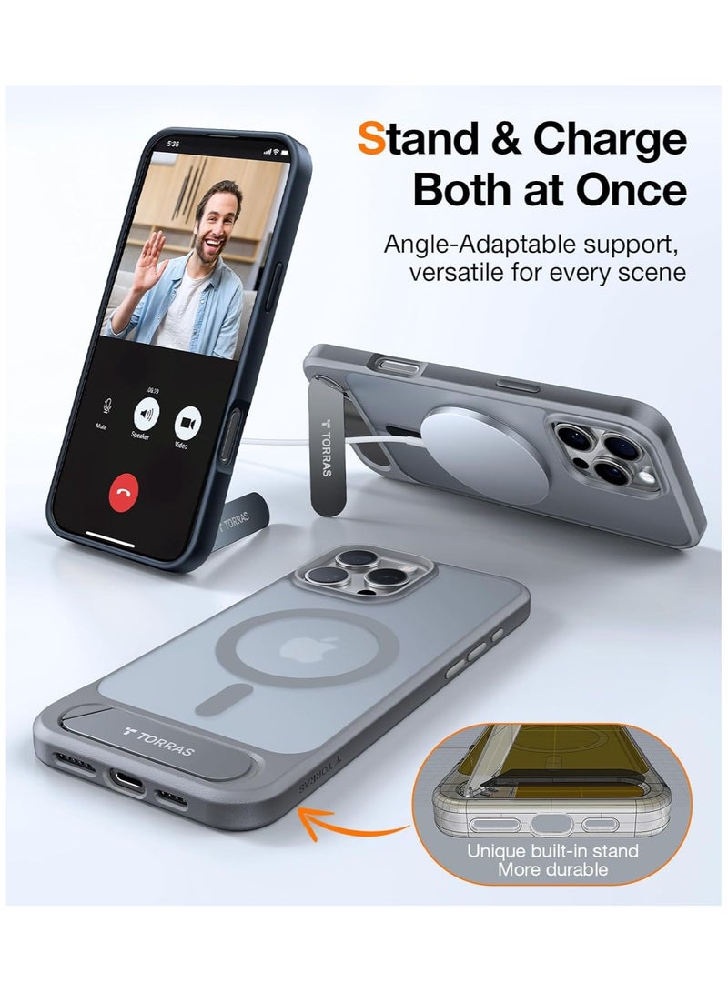 TORRAS Pstand Case for iPhone 16 Pro Max - Titanium Grey