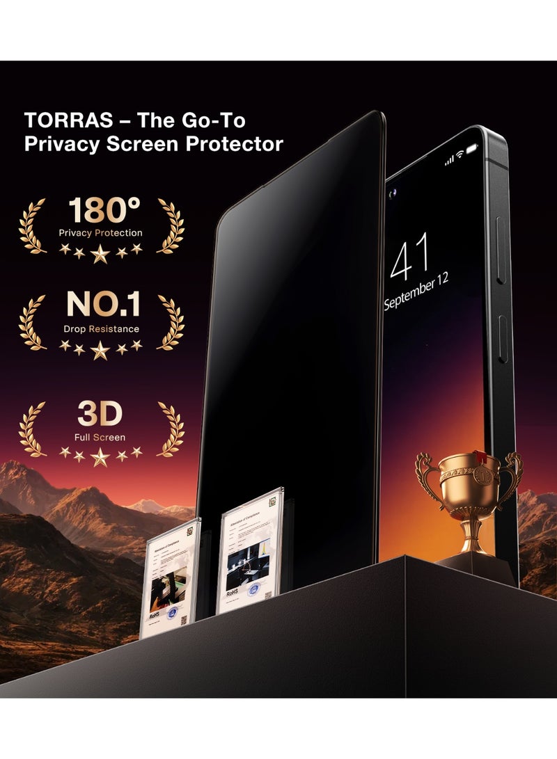 TORRAS Install Master Privacy Screen Protector for Samsung Galaxy S26 - Black