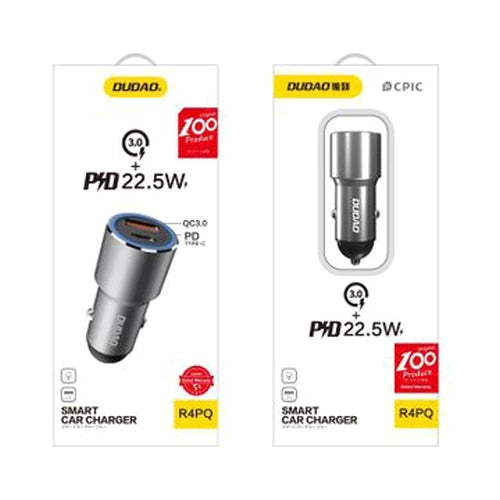 Dudao 22.5W Dual Port Smart Car Charger Grey