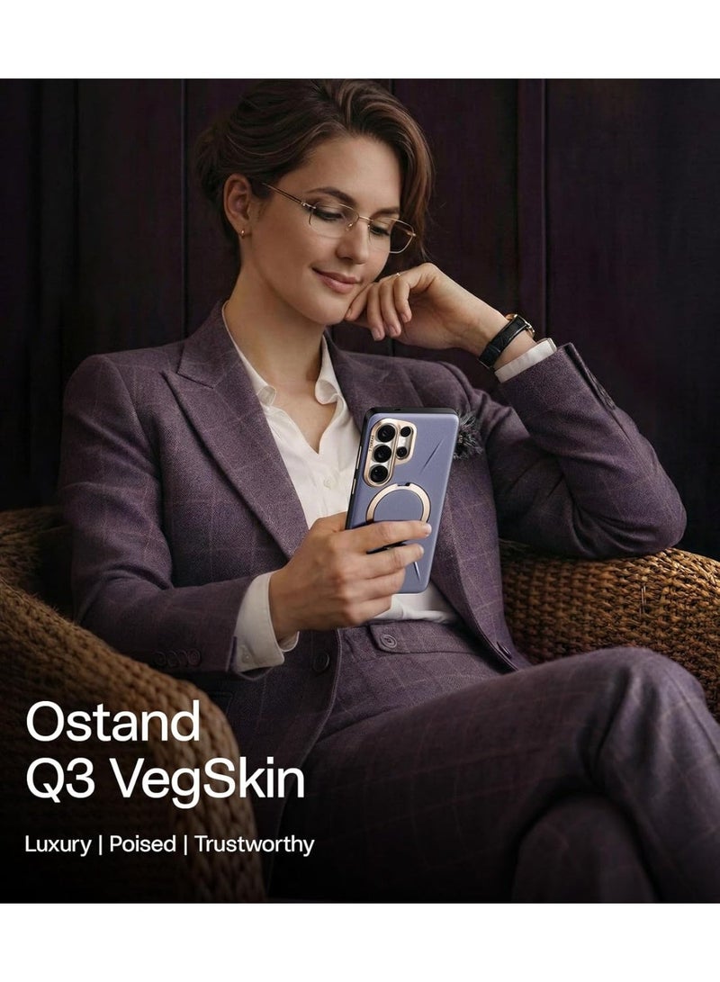 TORRAS Ostand VegSkin Vegan Leather Case for Samsung Galaxy S26 Ultra - Dark Purple