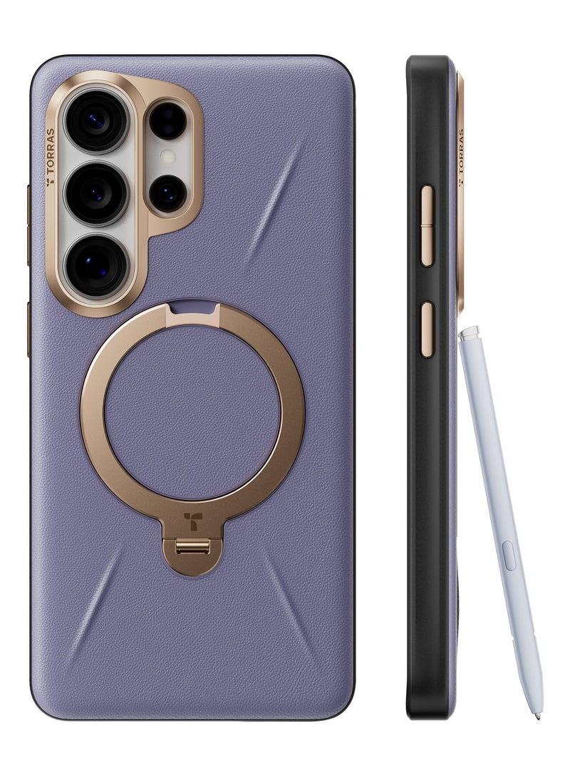TORRAS Ostand VegSkin Vegan Leather Case for Samsung Galaxy S26 Ultra - Dark Purple
