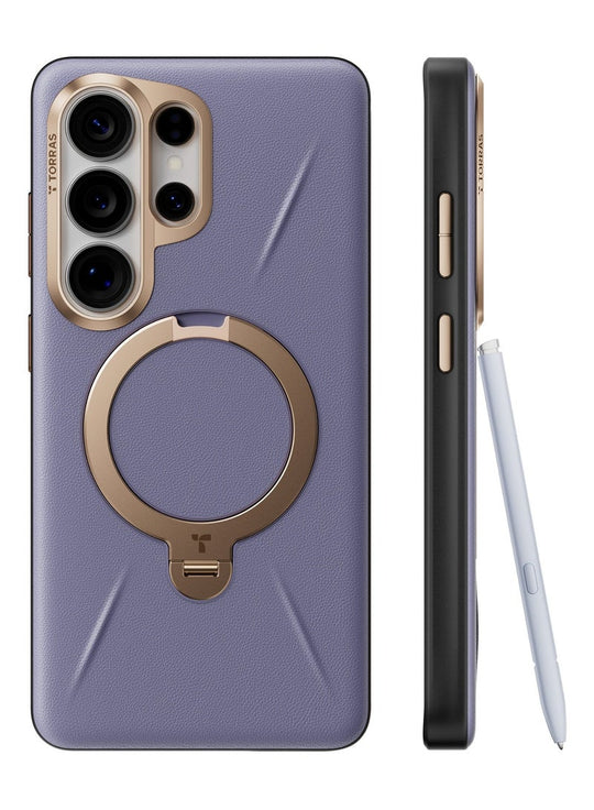TORRAS Ostand VegSkin Vegan Leather Case for Samsung Galaxy S26 Ultra - Dark Purple