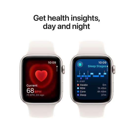 Apple Watch SE GPS + Cellular 44mm Starlight Aluminium Case with Starlight Sport Band - S/M, MXGT3QA/A