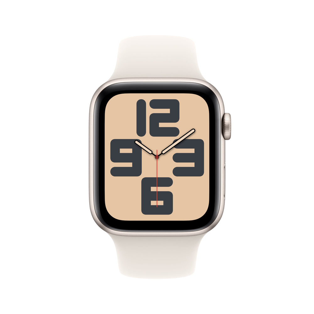 Apple Watch SE GPS + Cellular 44mm Starlight Aluminium Case with Starlight Sport Band - S/M, MXGT3QA/A