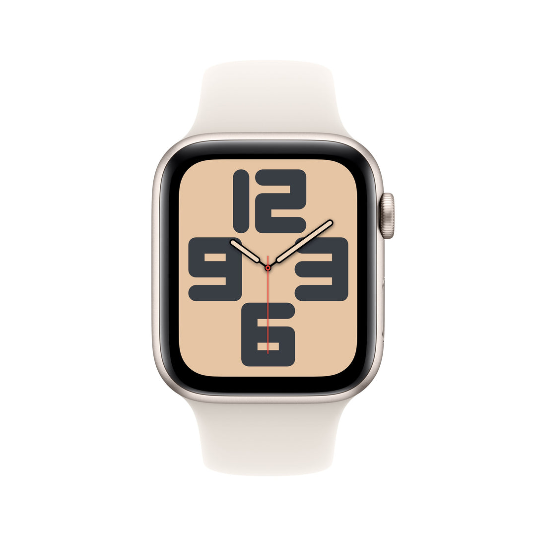 Apple Watch SE GPS + Cellular 44mm Starlight Aluminium Case with Starlight Sport Band - S/M, MXGT3QA/A