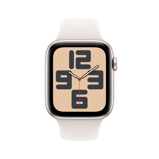 Apple Watch SE GPS + Cellular 44mm Starlight Aluminium Case with Starlight Sport Band - S/M, MXGT3QA/A