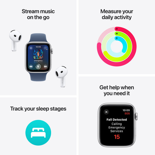 Apple Watch SE GPS + Cellular 44mm Starlight Aluminium Case with Starlight Sport Band - S/M, MXGT3QA/A